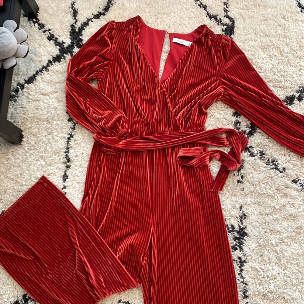 Red velvet jumpsuit